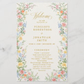 Soft Pastel Ornate Spring Gold Wedding Program (正面)