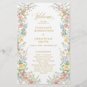Soft Pastel Ornate Spring Gold  Wedding Program  (正面)