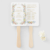 Soft Pastel Ornate Spring Gold Wedding Program ハンドファン (正面&裏面)