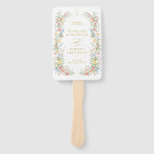 Soft Pastel Ornate Spring Gold Wedding Program ハンドファン (正面)