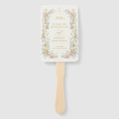 Soft Pastel Ornate Spring Gold Wedding Program ハンドファン (正面)
