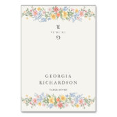 Soft Pastel Ornate Spring Guest Name Place Card テーブルナンバー (正面)