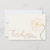 Soft Pastel Peach Boho Modern Baby Shower サンキューカード (正面)