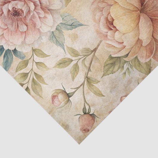Soft Pastel Peony Floral Pattern 薄葉紙 (詳細)