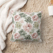 Soft Pastel Peony Watercolor Pattern クッション (ブランケット)