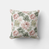 Soft Pastel Peony Watercolor Pattern クッション (正面)