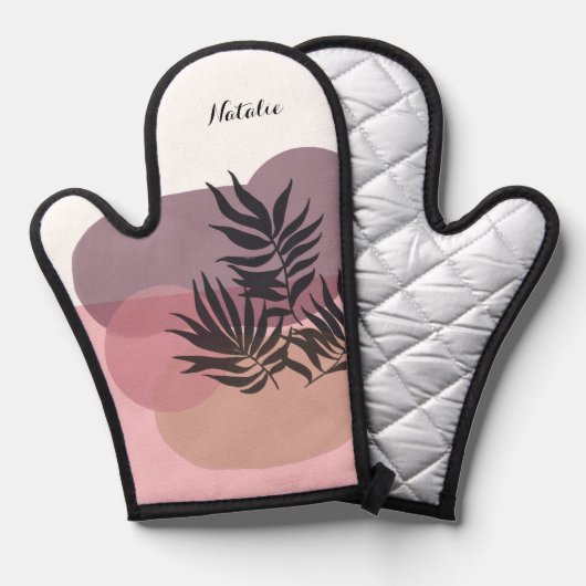 Soft Pastel Pink Abstract Tropical  鍋つかみ (正面/裏面)