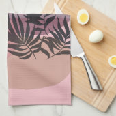 Soft Pastel Pink Abstract Tropical Kitchen Towel キッチンタオル (四つ折り)