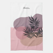 Soft Pastel Pink Abstract Tropical Kitchen Towel キッチンタオル (縦)