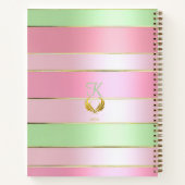 Soft Pastel Pink and Green Striped ノートブック (裏面)