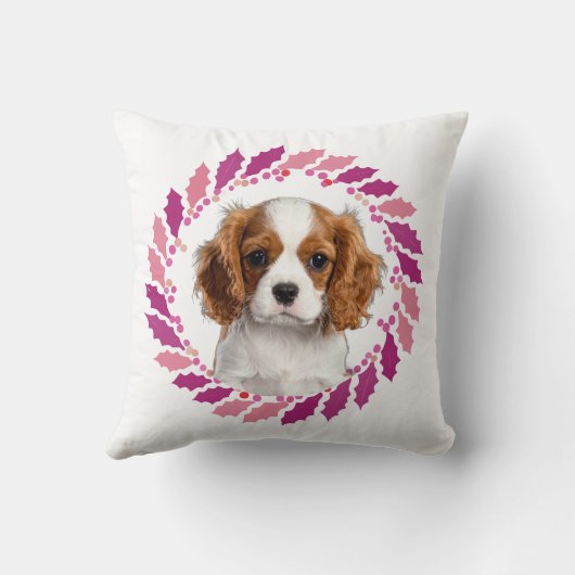 Soft Pastel Pink Cavalier | Personalized Christmas クッション (裏面)