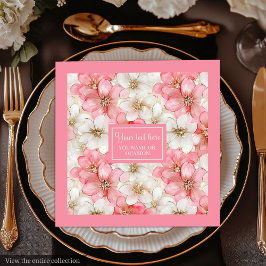 Soft Pastel Pink Gold Napkins Delicate Custom Name