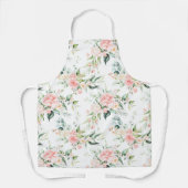 Soft Pastel Pink Rose Flower Pattern エプロン (正面)