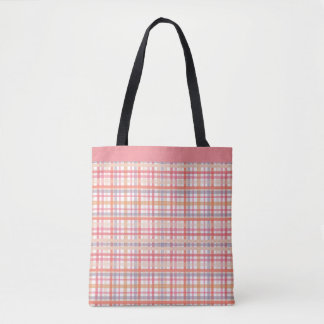 Soft Pastel Plaid - Pink, Peach, Purple & Orange  トートバッグ