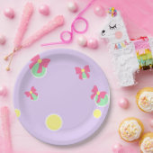 soft pastel polka dots and bows ペーパープレート (パーティー)