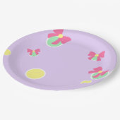 soft pastel polka dots and bows ペーパープレート (アングル)