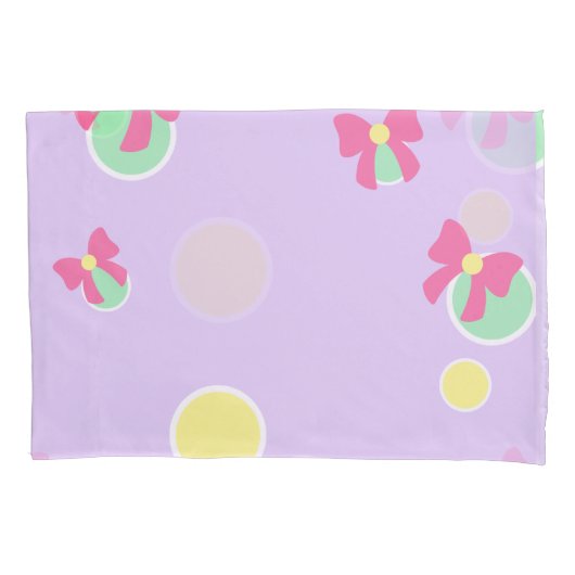 soft pastel polka dots and bows 枕カバー (正面)