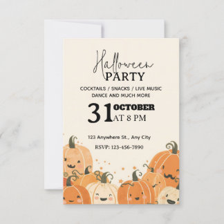 Soft Pastel Pumpkin Patch Halloween Party Invitati 招待状