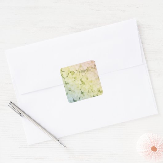 Soft Pastel Rainbow Hydrangea スクエアシール (封筒)