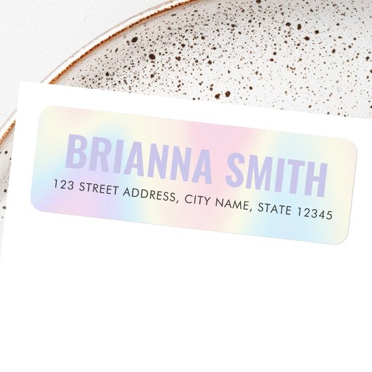 Soft pastel rainbow trendy modern return address ラベル