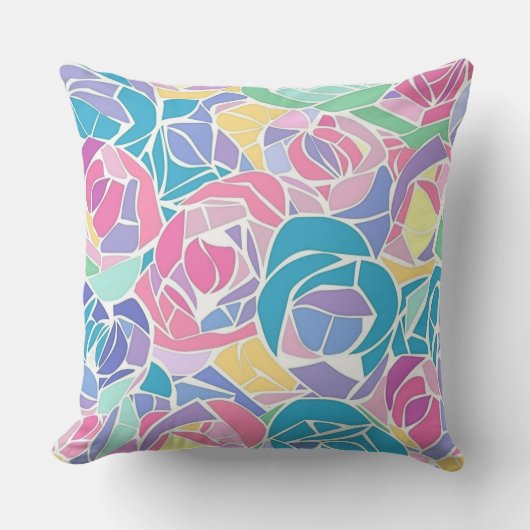 Soft Pastel Rose Love クッション (正面)