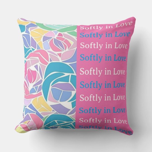 Soft Pastel Rose Love - Softly in love クッション (正面)