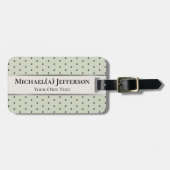 Soft Pastel Sage Green and Black Polka Dot Elegant ラゲッジタグ (正面横)