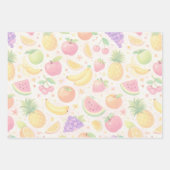 Soft Pastel Seamless Fruit Pattern ラッピングペーパーシート (正面3)