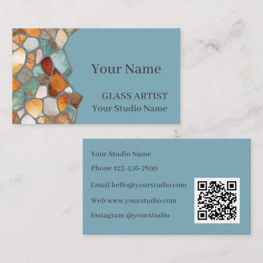 Soft Pastel Stained Glass Business Card 名刺 (正面/裏面)