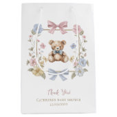 Soft Pastel Teddy Bear Baby Shower Thank You Bag ミディアムペーパーバッグ (正面)