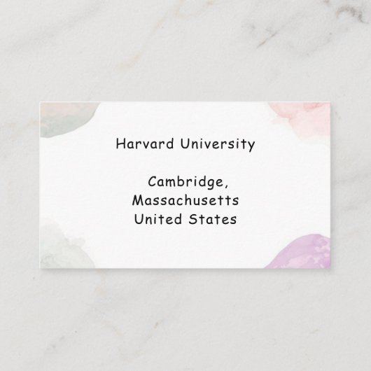 Soft Pastel University Lecturer Elegant Academic 名刺 (裏面)