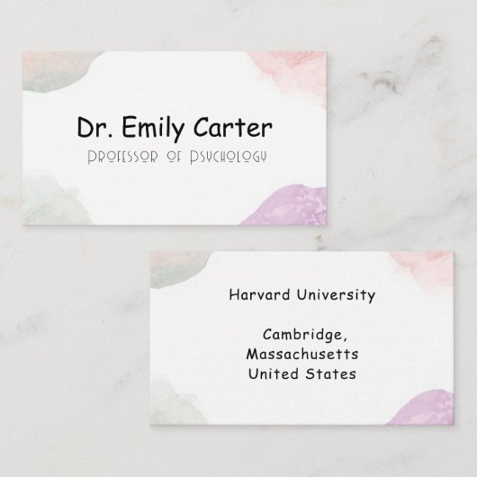 Soft Pastel University Lecturer Elegant Academic 名刺 (正面/裏面)