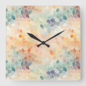 Soft Pastel Watercolor Abstract スクエア壁時計 (正面)