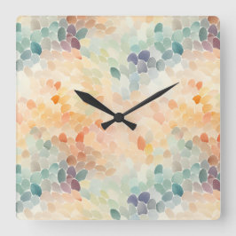 Soft Pastel Watercolor Abstract スクエア壁時計