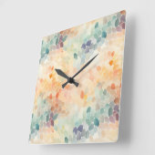 Soft Pastel Watercolor Abstract スクエア壁時計 (傾斜)