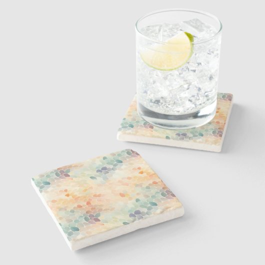 Soft Pastel Watercolor Abstract ストーンコースター (横)