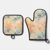 Soft Pastel Watercolor Abstract 鍋つかみ&鍋敷きセット (正面)