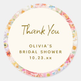 Soft Pastel Watercolor Floral Bridal Shower ラウンドシール