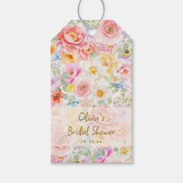 Soft Pastel Watercolor Floral Bridal Shower Custom ギフトタグ