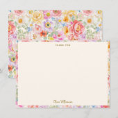 Soft Pastel Watercolor Floral Bridal Shower Custom サンキューカード (正面/裏面)