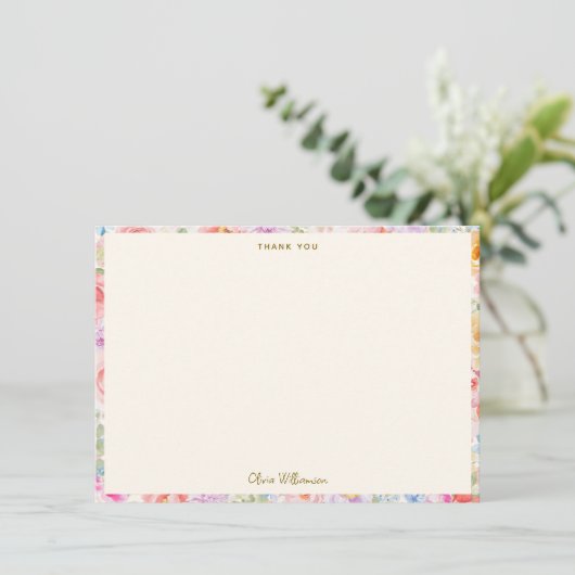 Soft Pastel Watercolor Floral Bridal Shower Custom サンキューカード (スタンド正面)