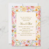 Soft Pastel Watercolor Floral Cute Couples Shower 招待状 (正面)
