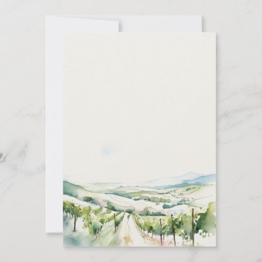 Soft Pastel Watercolor Vineyard Landscape Wedding 招待状 (裏面)