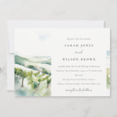 Soft Pastel Watercolor Vineyard Landscape Wedding 招待状 (正面)