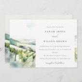 Soft Pastel Watercolor Vineyard Landscape Wedding 招待状 (正面/裏面)