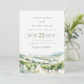Soft Pastel Watercolor Vineyard Landscape Wedding 招待状 (スタンド正面)