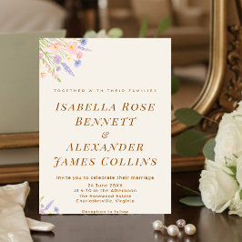 Soft Pastel Watercolor Wildflower Corner Botanical 招待状