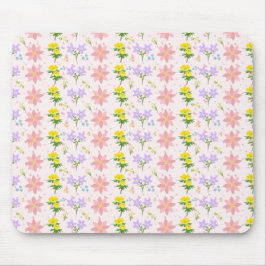 Soft Pastel Wildflower Botanical Pattern Mousepad  マウスパッド
