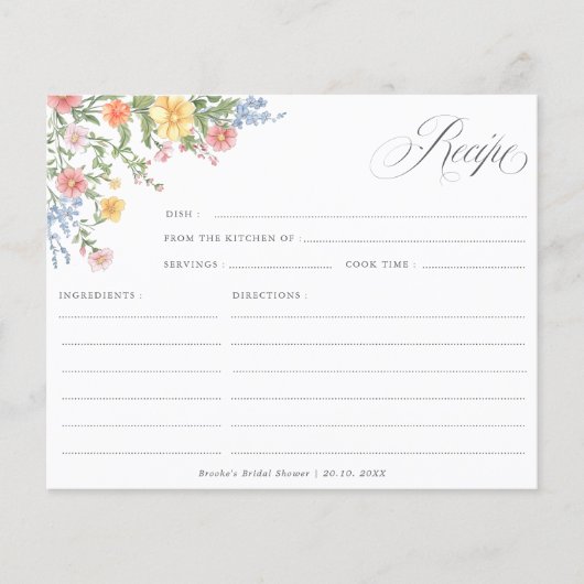 Soft pastel Wildflower Garden Bridal Shower Recipe (正面)