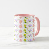 Soft Pastel Wildflower Pattern Two-Tone mug マグカップ (正面右)